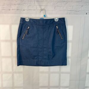 🔥🔥5 for $25🔥🔥 Loft Dark Blue Solid Zipper Pockets Cotton Denim Mini Skirt Size 4